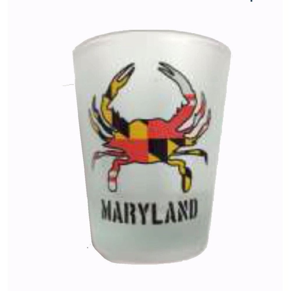 Maryland Crab Flag Frosted Shot Glass - NEW Fast Ship